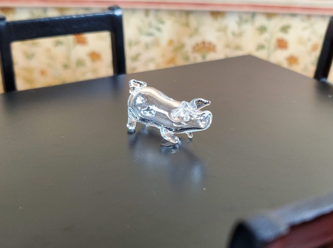 Miniature Small Glass Pig Centerpiece Sculpture 1:12 Scale Dollhouse - MiniatureCrush