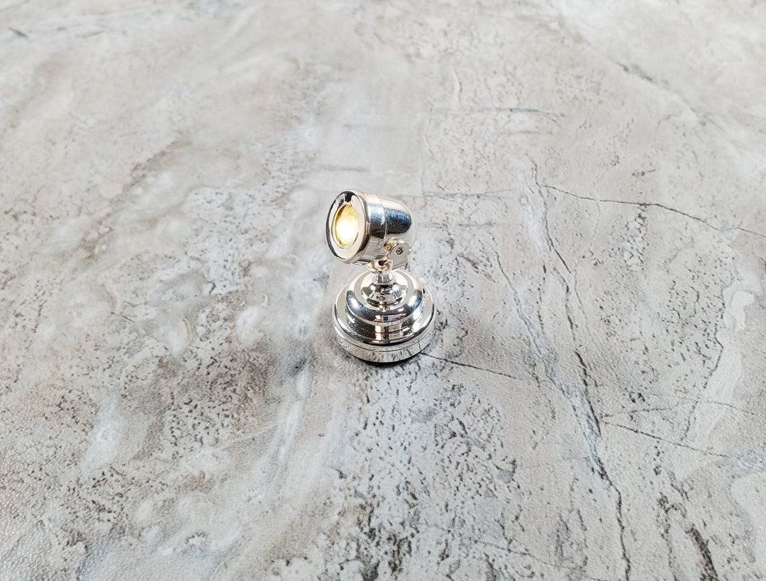 Miniature Spotlight Silver Battery Operated 1:12 Scale Adjustable Modern - Miniature Crush