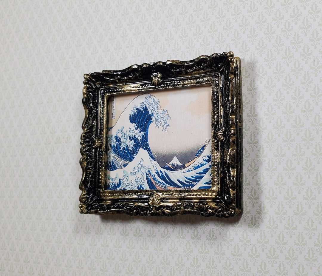 Miniature The Great Wave Print Framed by Hokusai 1:12 Scale Dollhouse - MiniatureCrush