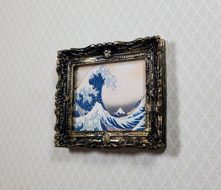 Miniature The Great Wave Print Framed by Hokusai 1:12 Scale Dollhouse - MiniatureCrush