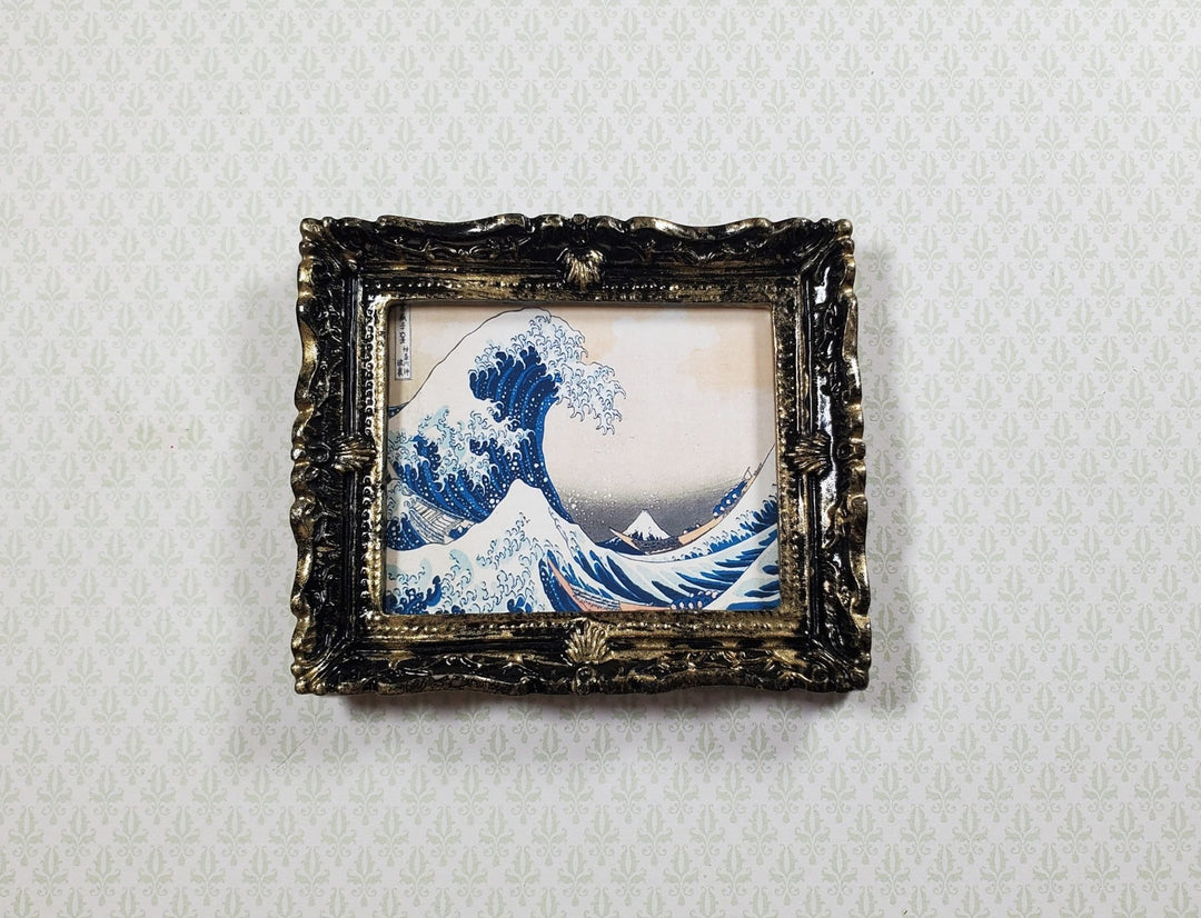 Miniature The Great Wave Print Framed by Hokusai 1:12 Scale Dollhouse - MiniatureCrush