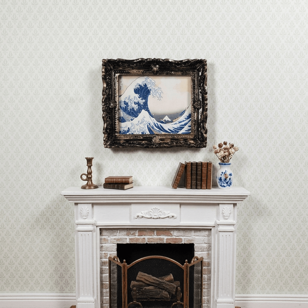 Miniature The Great Wave Print Framed by Hokusai 1:12 Scale Dollhouse - MiniatureCrush