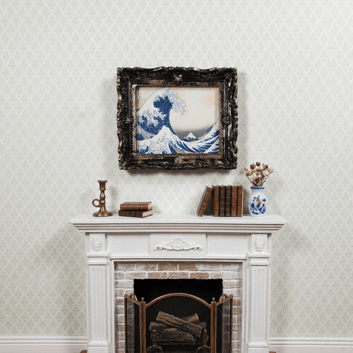 Miniature The Great Wave Print Framed by Hokusai 1:12 Scale Dollhouse - MiniatureCrush