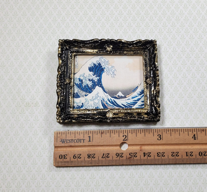 Miniature The Great Wave Print Framed by Hokusai 1:12 Scale Dollhouse - MiniatureCrush