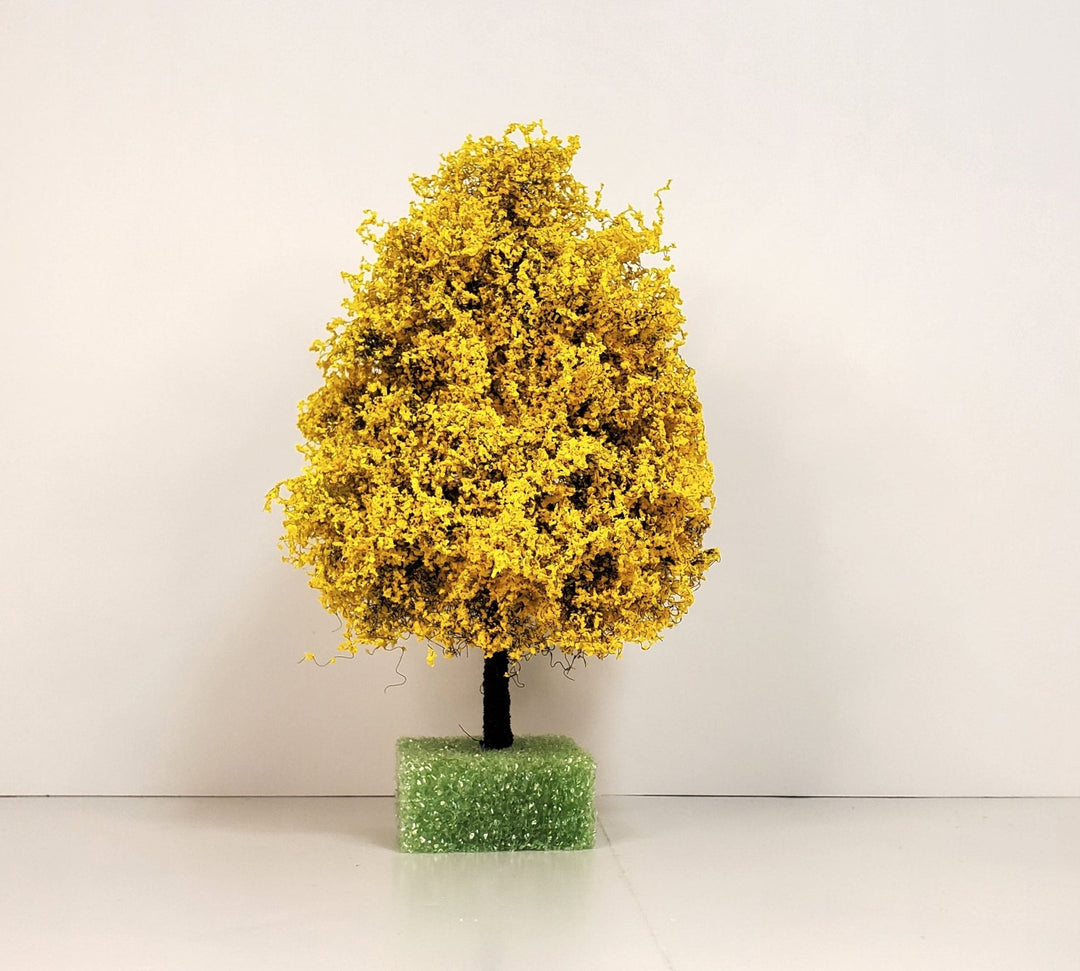 Miniature Tree Golden Autumn Burnt Yellow 6" Tall on Spike Model Scenery Garden - Miniature Crush