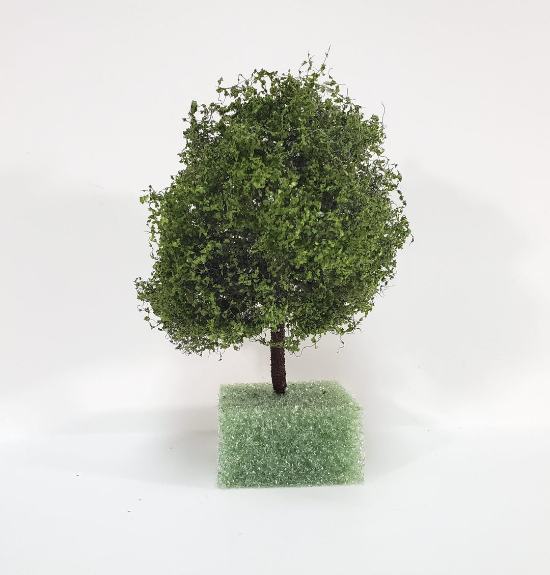 Miniature Tree or Bush Light Green 4" Tall on a flat base Model Scenery Garden Shrub - MiniatureCrush