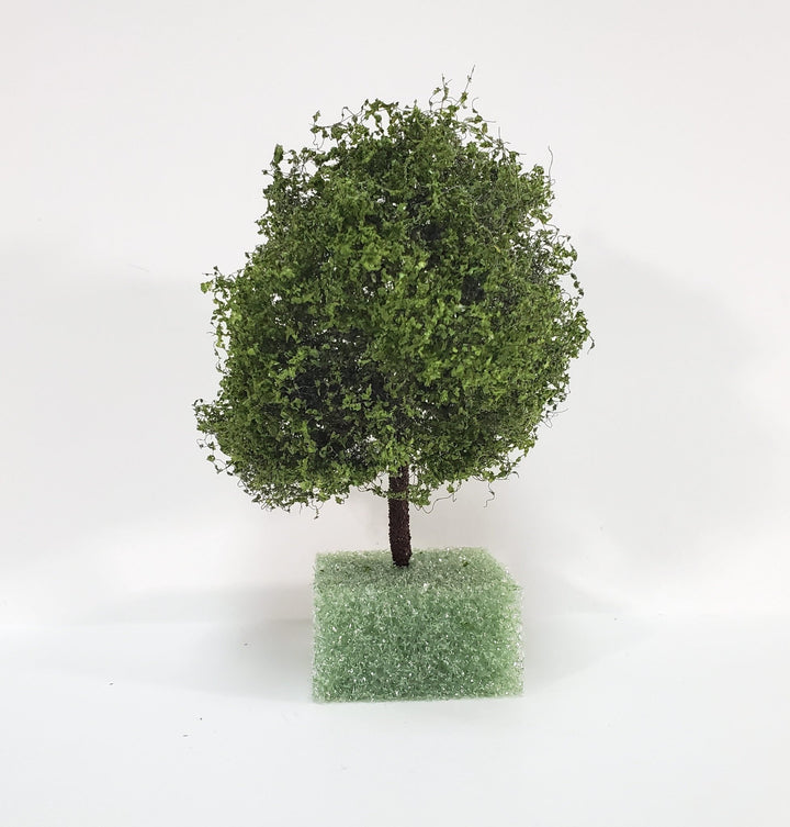Miniature Tree or Bush Light Green 4" Tall on a flat base Model Scenery Garden Shrub - MiniatureCrush
