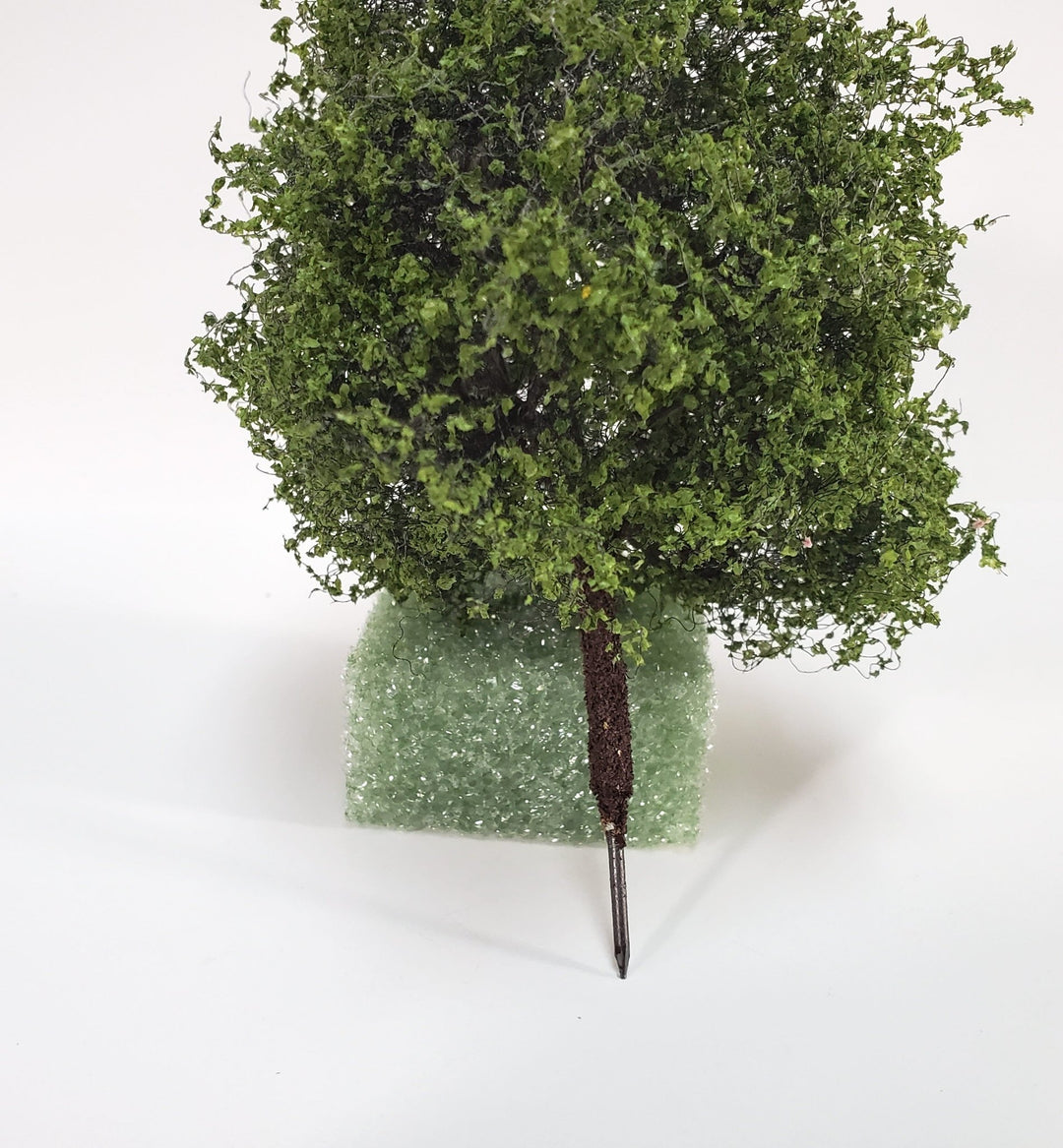 Miniature Tree or Bush Light Green 4" Tall on a flat base Model Scenery Garden Shrub - MiniatureCrush