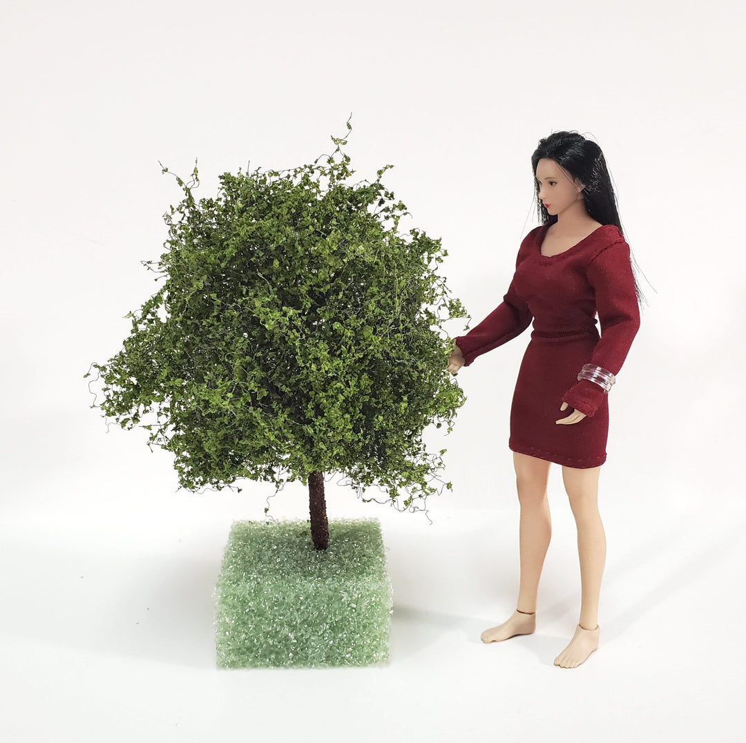 Miniature Tree or Bush Light Green 4" Tall on a flat base Model Scenery Garden Shrub - MiniatureCrush