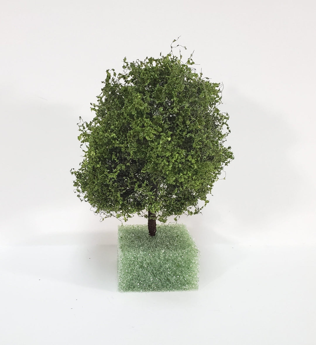 Miniature Tree or Bush Light Green 4" Tall on a flat base Model Scenery Garden Shrub - MiniatureCrush