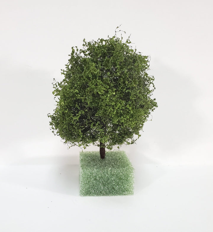 Miniature Tree or Bush Light Green 4" Tall on a flat base Model Scenery Garden Shrub - MiniatureCrush