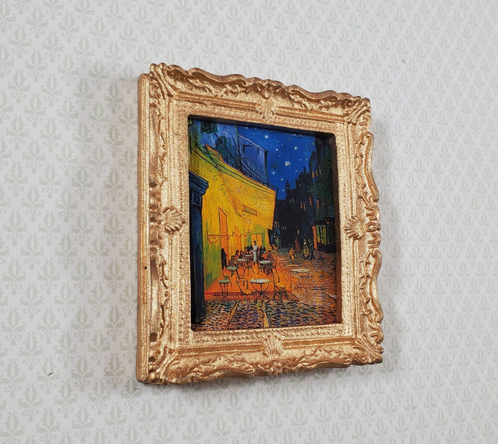 Miniature Van Gogh Cafe Terrace at Night Framed Print 1:12 Scale 2 7/8" Handmade - Miniature Crush