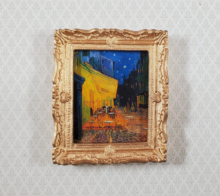 Miniature Van Gogh Cafe Terrace at Night Framed Print 1:12 Scale 2 7/8" Handmade - Miniature Crush