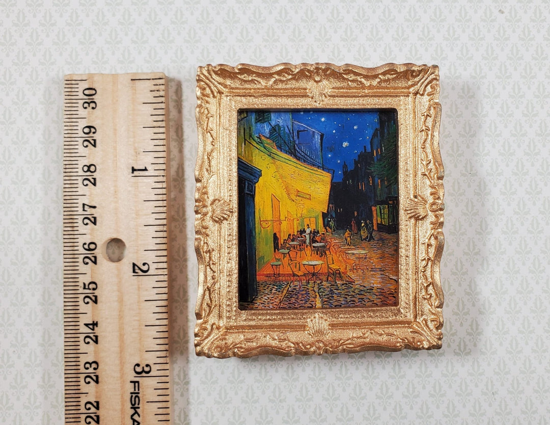 Miniature Van Gogh Cafe Terrace at Night Framed Print 1:12 Scale 2 7/8" Handmade - Miniature Crush