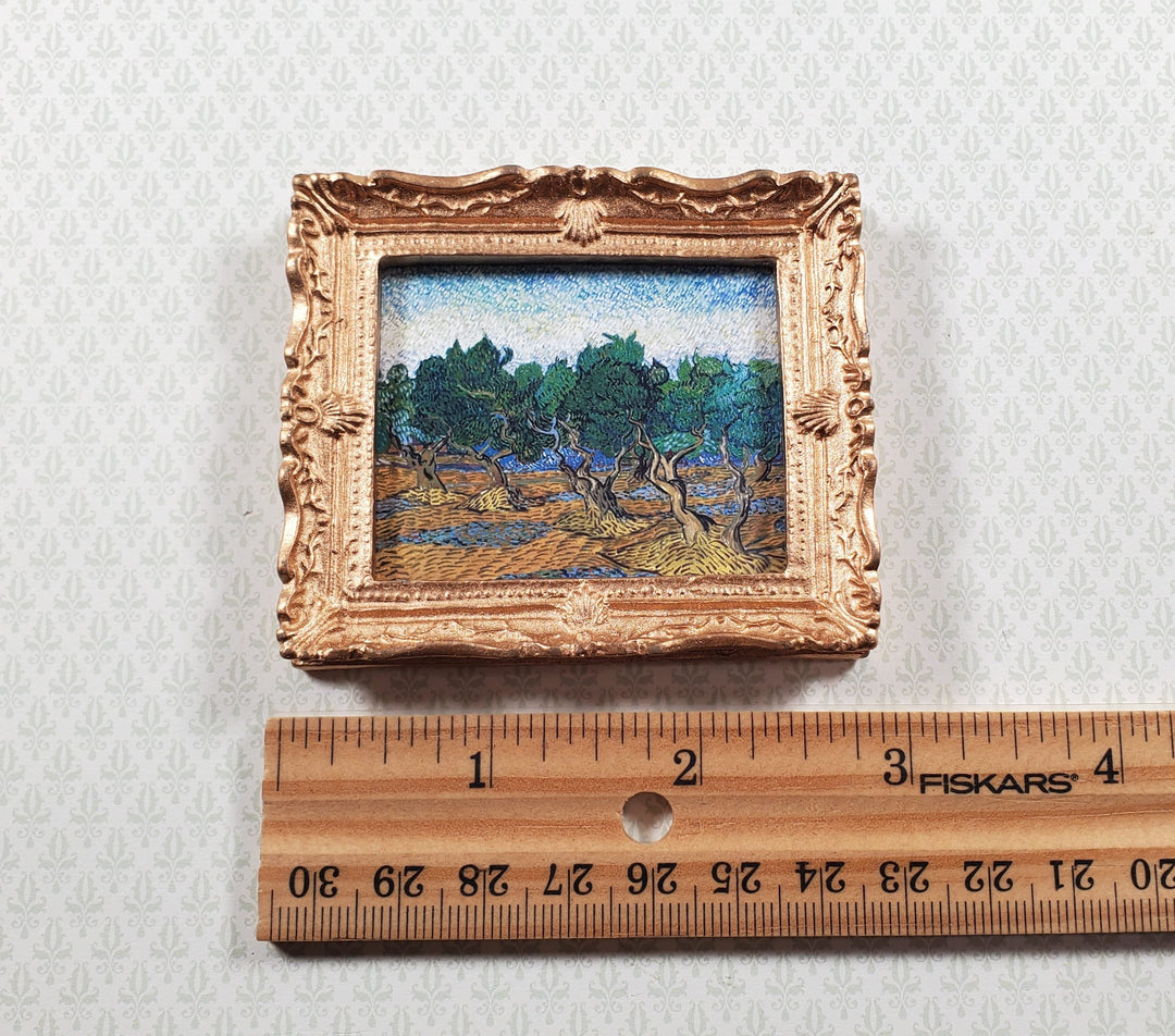 Miniature Vincent Van Gogh Framed Print Olive Grove Blue/Green 1:12 Scale - MiniatureCrush