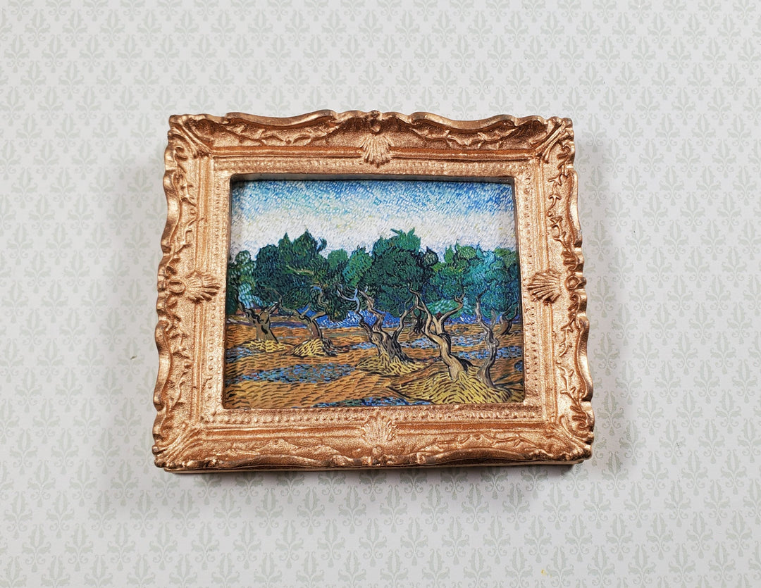 Miniature Vincent Van Gogh Framed Print Olive Grove Blue/Green 1:12 Scale - MiniatureCrush