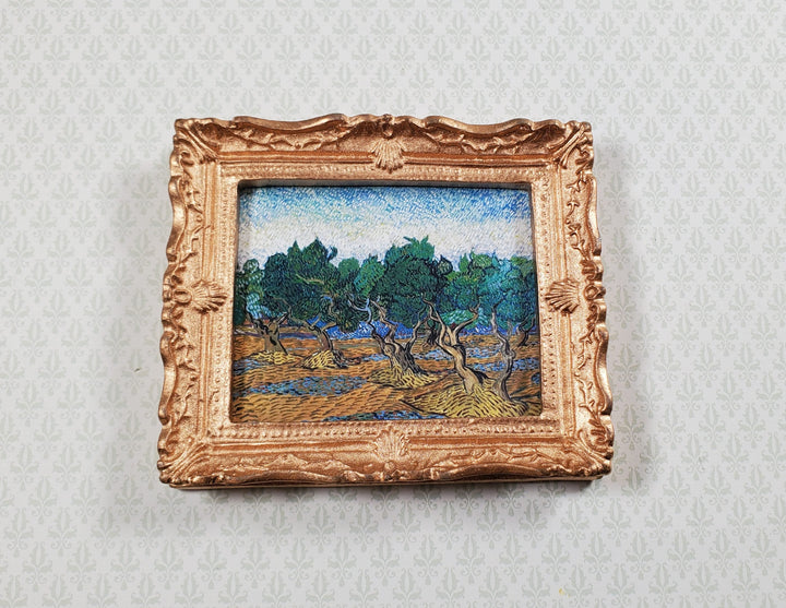 Miniature Vincent Van Gogh Framed Print Olive Grove Blue/Green 1:12 Scale - MiniatureCrush