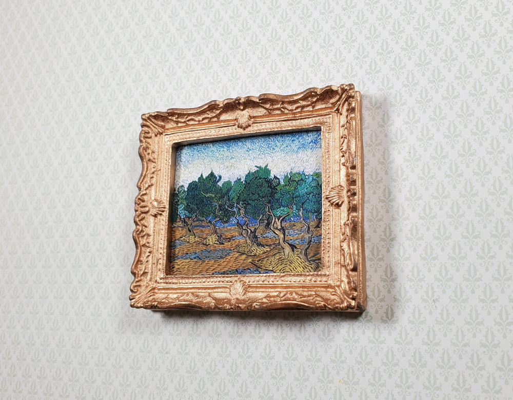 Miniature Vincent Van Gogh Framed Print Olive Grove Blue/Green 1:12 Scale - MiniatureCrush