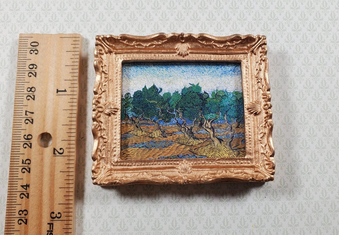 Miniature Vincent Van Gogh Framed Print Olive Grove Blue/Green 1:12 Scale - MiniatureCrush