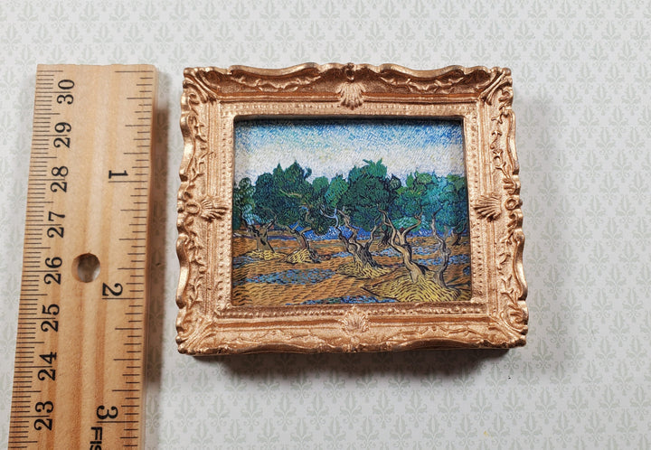 Miniature Vincent Van Gogh Framed Print Olive Grove Blue/Green 1:12 Scale - MiniatureCrush