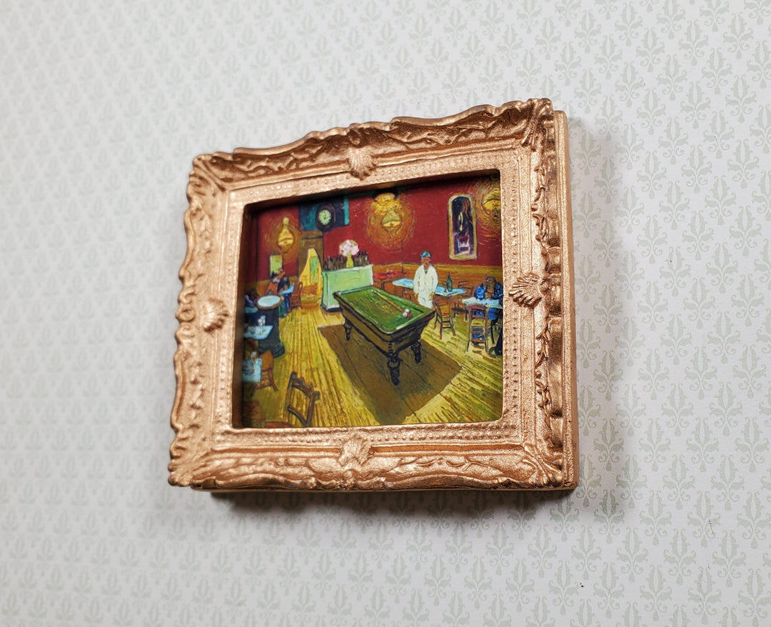 Miniature Vincent Van Gogh Framed Print The Night Cafe 1:12 Scale Bar Pool Table - MiniatureCrush
