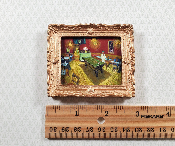 Miniature Vincent Van Gogh Framed Print The Night Cafe 1:12 Scale Bar Pool Table - MiniatureCrush