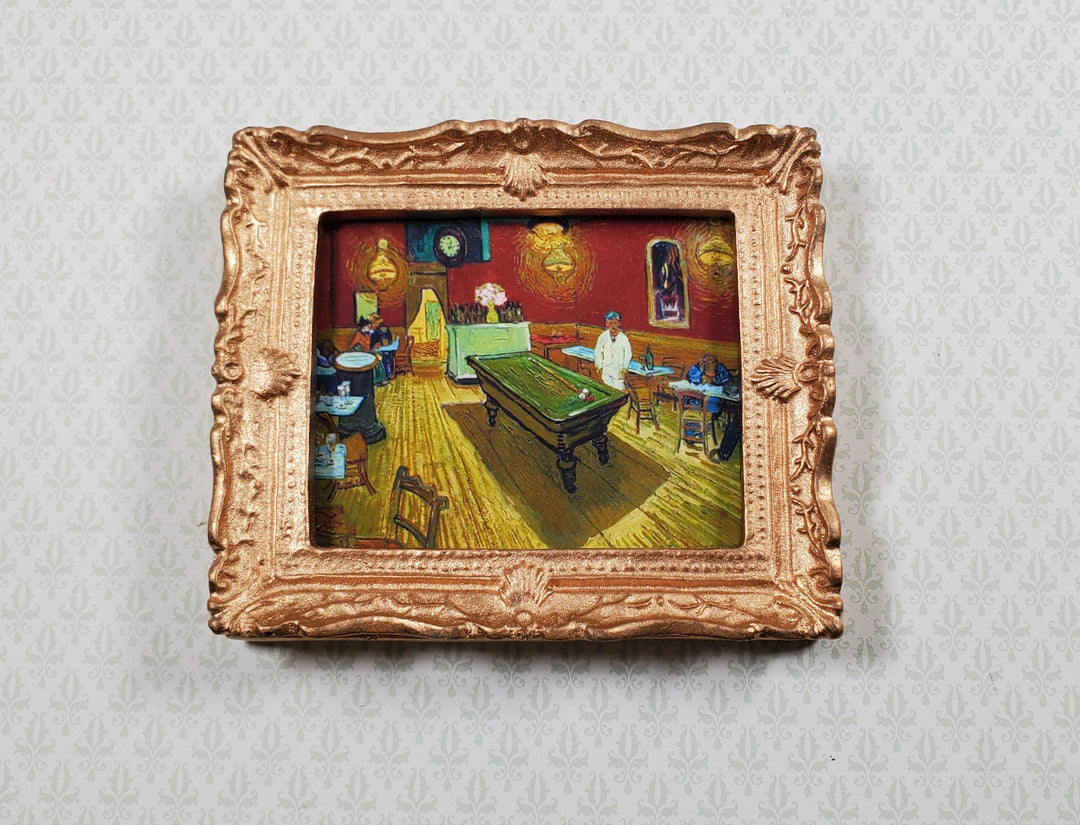 Miniature Vincent Van Gogh Framed Print The Night Cafe 1:12 Scale Bar Pool Table - MiniatureCrush