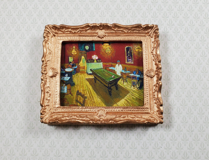 Miniature Vincent Van Gogh Framed Print The Night Cafe 1:12 Scale Bar Pool Table - MiniatureCrush