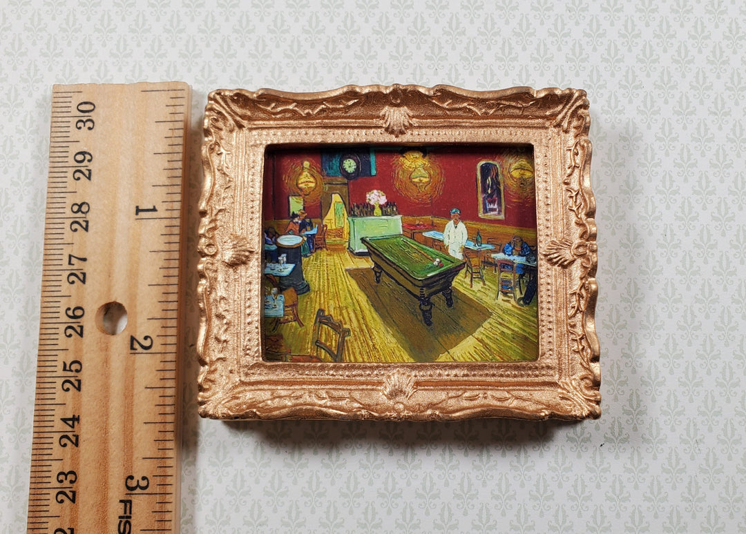 Miniature Vincent Van Gogh Framed Print The Night Cafe 1:12 Scale Bar Pool Table - MiniatureCrush
