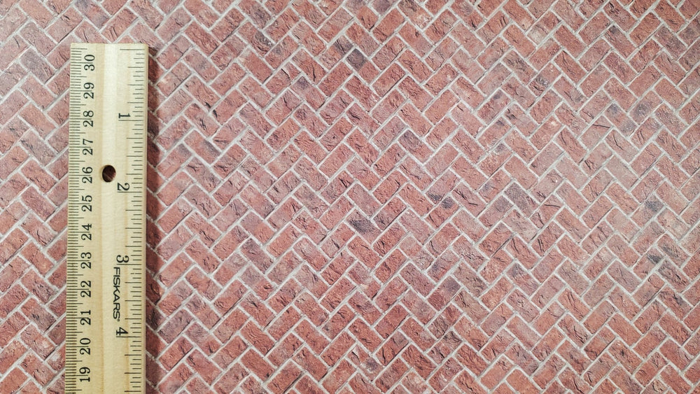 Miniature Weathered Brick Embossed Paper Herringbone Pattern 1:12 Scale Scenery - MiniatureCrush