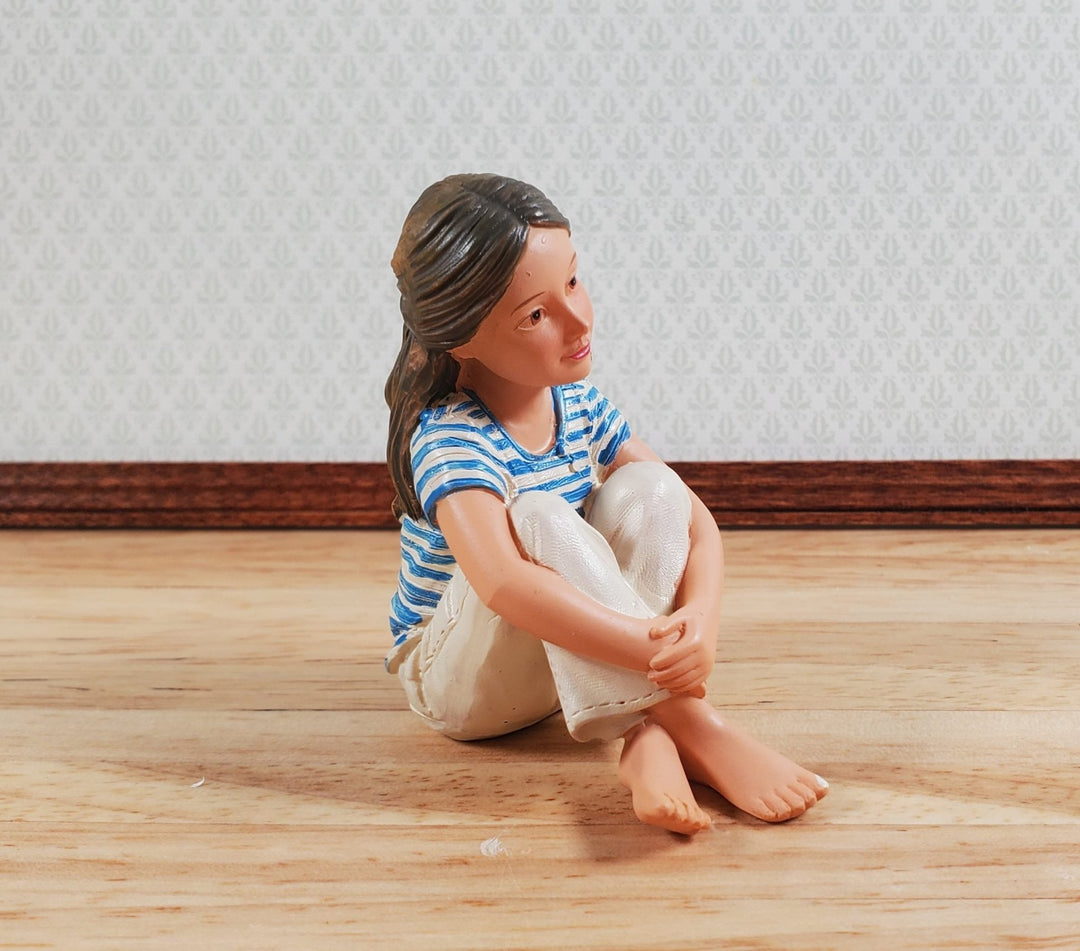 Modern Dollhouse Doll Young Girl Daughter Sitting 1:12 Scale "Besty" - MiniatureCrush