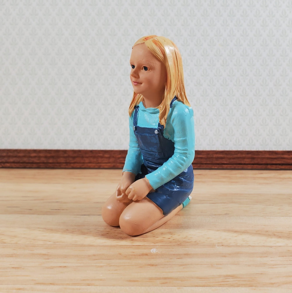Modern Dollhouse Doll Young Girl Daughter Sitting on Knees 1:12 Scale "Jessie" - MiniatureCrush