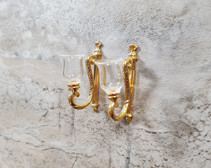 Non - Electric Dollhouse Wall Sconces x2 Fancy Victorian 1:12 Scale Miniature - MiniatureCrush