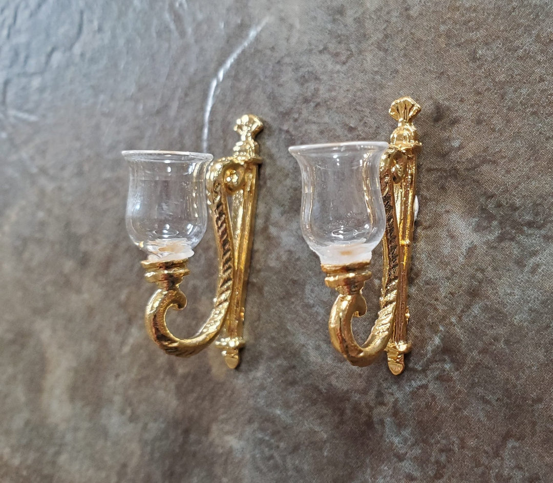Non - Electric Dollhouse Wall Sconces x2 Fancy Victorian 1:12 Scale Miniature - MiniatureCrush