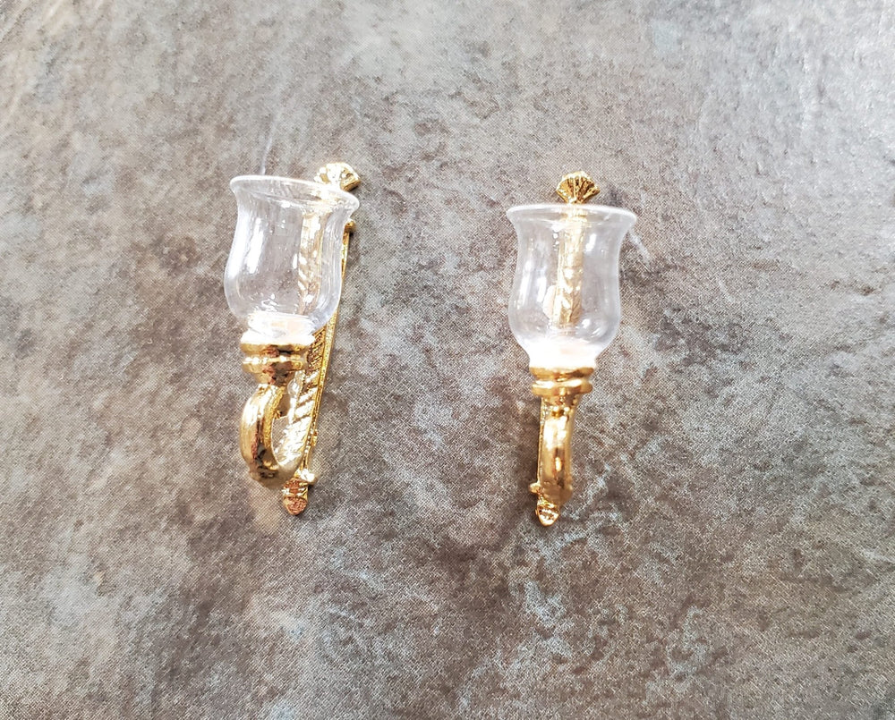 Non - Electric Dollhouse Wall Sconces x2 Fancy Victorian 1:12 Scale Miniature - MiniatureCrush