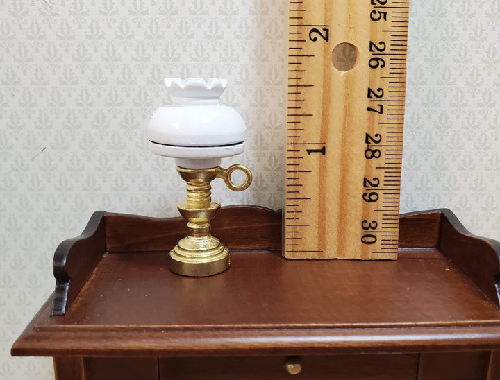 NON-Working Dollhouse Oil Lamp White & Gold 1:12 Scale Miniature Metal - MiniatureCrush