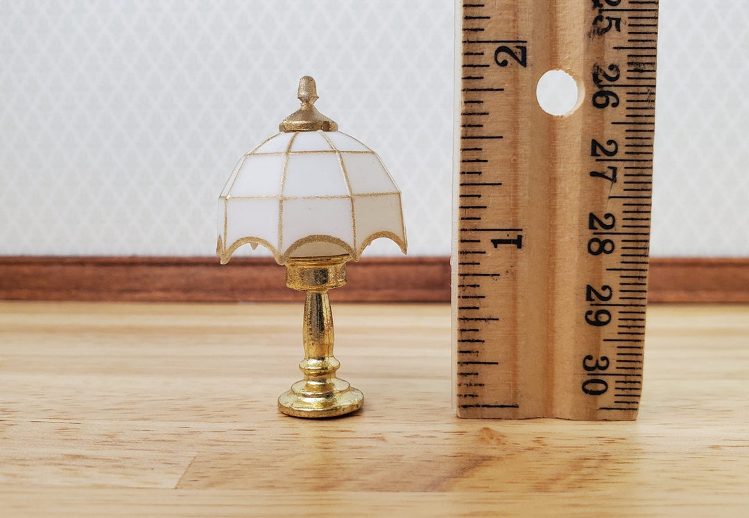 NON-Working Dollhouse Table Lamp White & Gold 1:12 Scale Miniature - MiniatureCrush