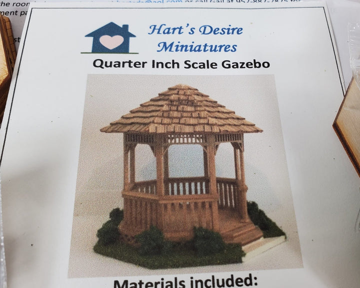 Quarter Scale Gazebo KIT DIY 1:48 Dollhouse Miniature Garden - Miniature Crush