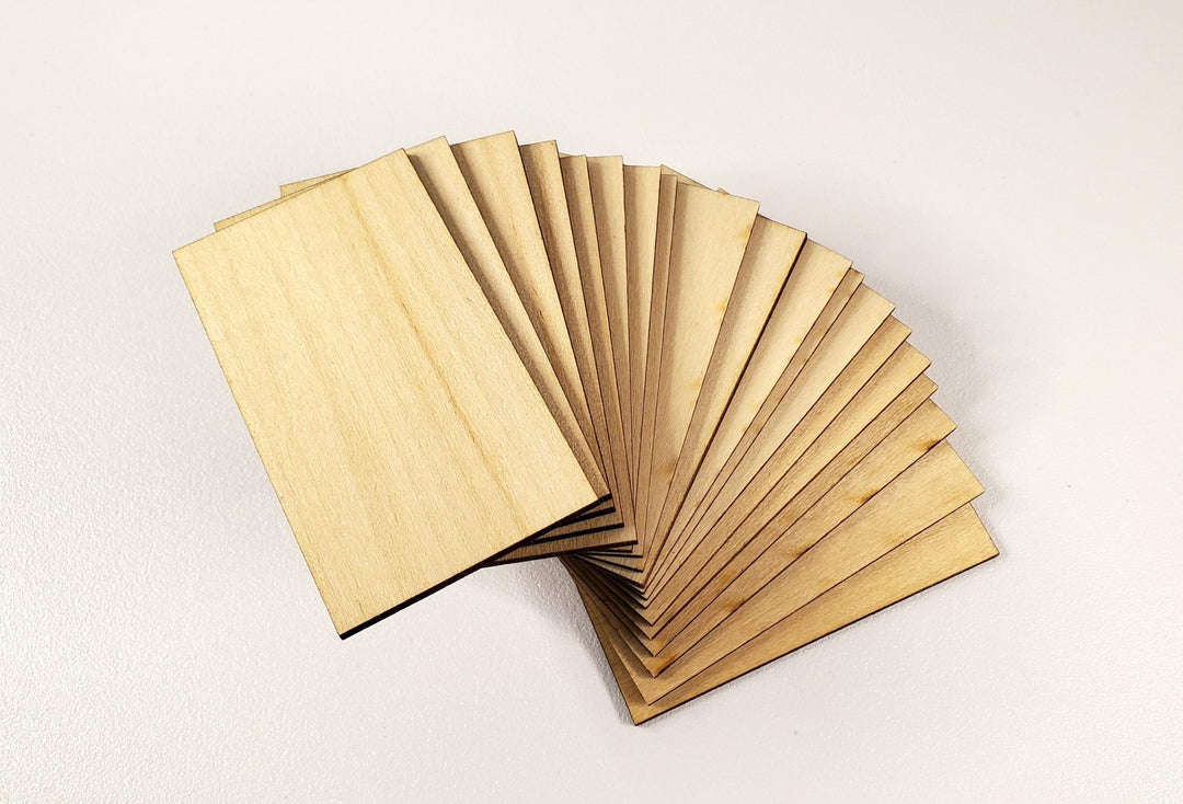 Rectangle Wood Pieces x20 2 3/8" x 1 3/8" Basswood 1/16" thick Blanks Tiles DIY - MiniatureCrush