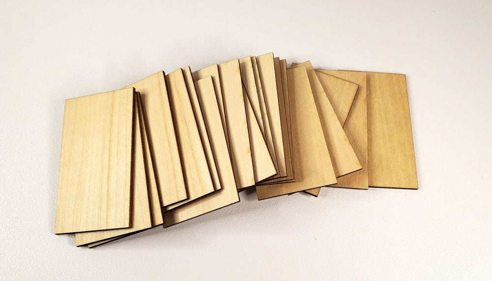Rectangle Wood Pieces x20 2 3/8" x 1 3/8" Basswood 1/16" thick Blanks Tiles DIY - MiniatureCrush