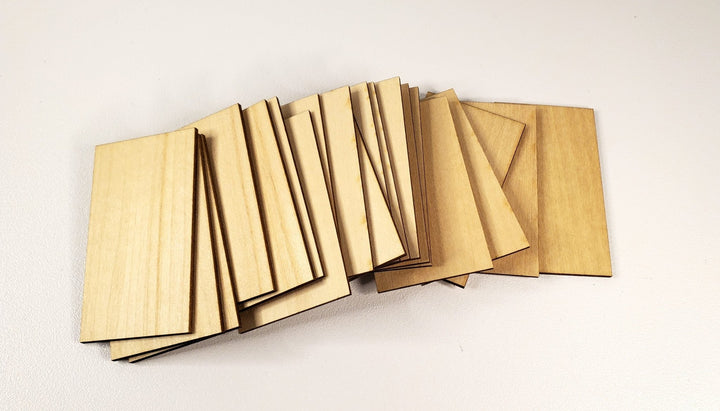 Rectangle Wood Pieces x20 2 3/8" x 1 3/8" Basswood 1/16" thick Blanks Tiles DIY - MiniatureCrush