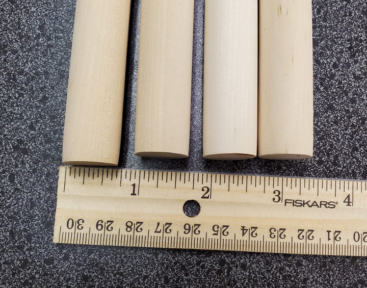 Round Dowel 3/4 x 12" Long Set of 4 Pieces Posts Pillars Columns Birch Wood - Miniature Crush