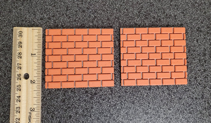 Small Brick Wall 2 Pieces 2.5" x 2.25" 1:12 Scale or Smaller Back Splash FP Insert - Miniature Crush