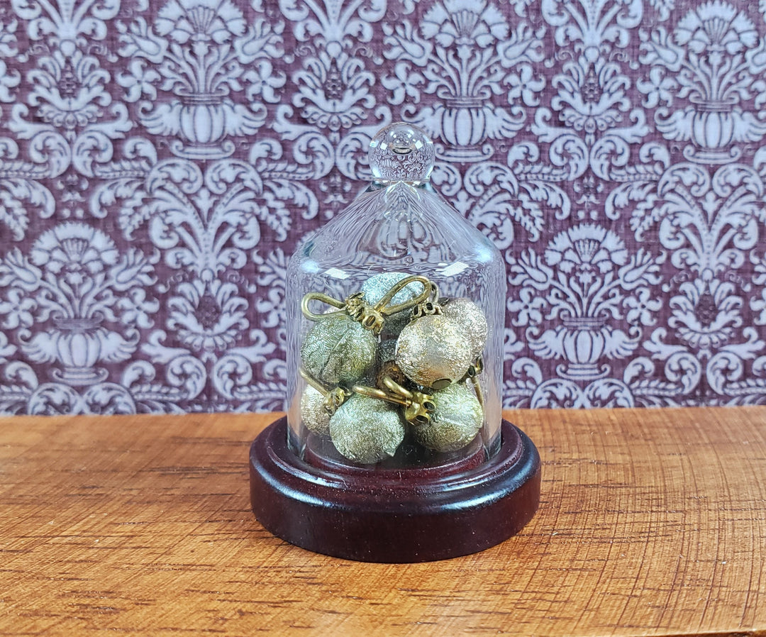 Small Glass Bell Cloche on Wooden Base 1:6 Scale Miniature 1 5/8" tall - MiniatureCrush
