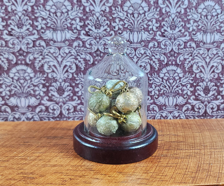 Small Glass Bell Cloche on Wooden Base 1:6 Scale Miniature 1 5/8" tall - MiniatureCrush