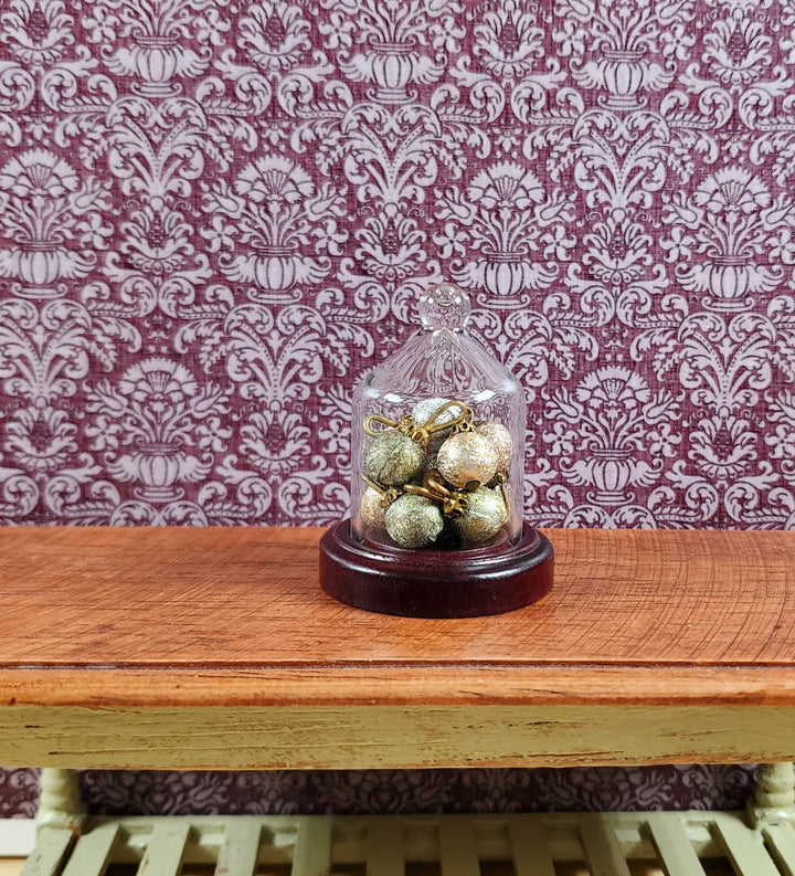 Small Glass Bell Cloche on Wooden Base 1:6 Scale Miniature 1 5/8" tall - MiniatureCrush