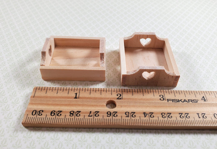 Small Miniature Wood Heart Trays x2 1:6 Scale Decor - MiniatureCrush