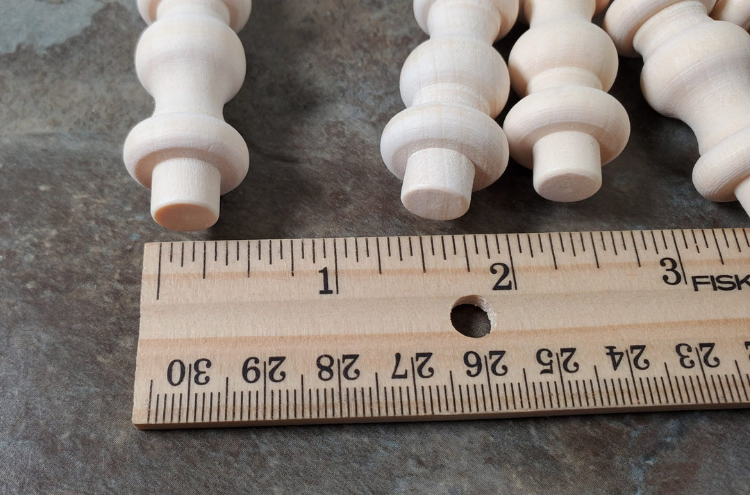 Spindles Fancy Dowels Set of 5 Wood Pieces 2" Tall DIY Miniature Side Tables - Miniature Crush