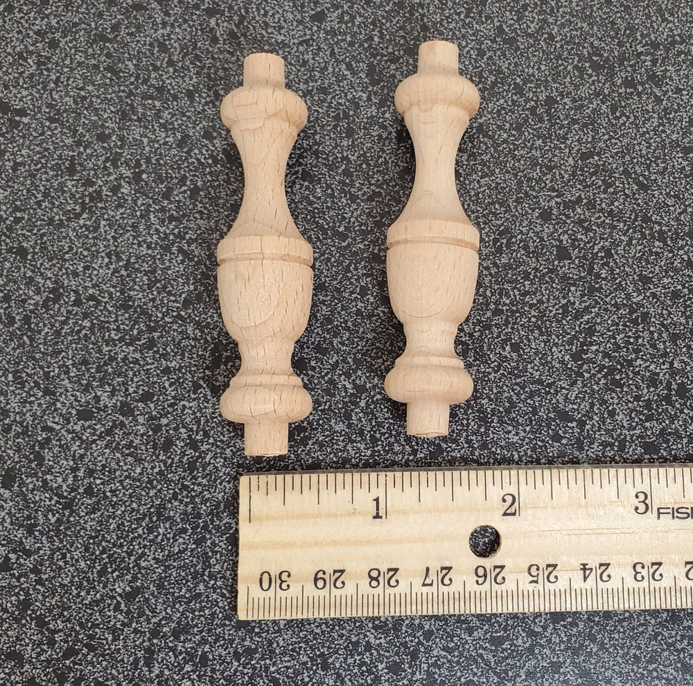 Spindles Fancy Dowels Urn Style Set of 2 Wood Pieces 2 1/2" Tall DIY Miniature Tables - Miniature Crush