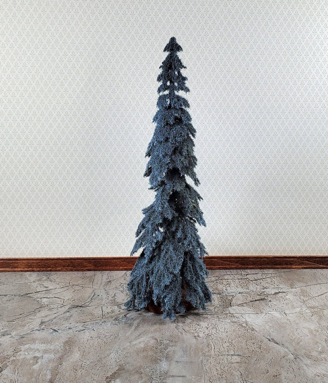 Tall Conifer Evergreen Pine Blue Spruce Tree on Base Scenery 8" Tall Miniature Model RR - Miniature Crush
